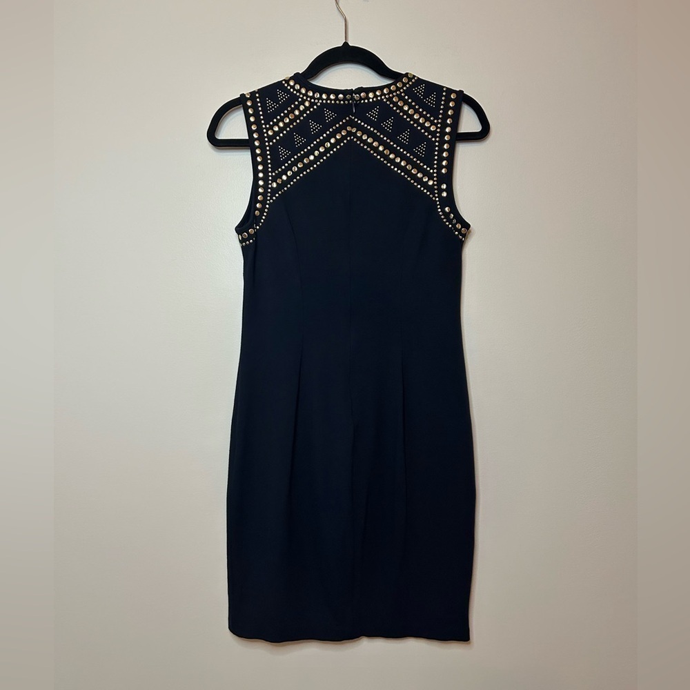 Carmen Marc Valvo Gold Studded Black Sleeveless Sheath Dress Size S - Picture 2 of 9